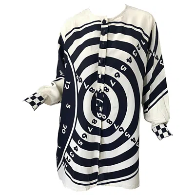 Pre-owned Moschino Cheap And Chic 1980s Moschino Cheap & Chic Bullseye Black And White Size 8 Vintage Tunic Dress