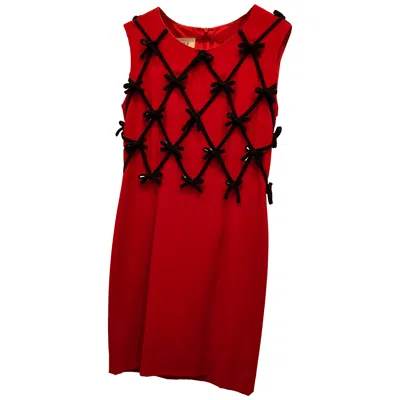Pre-owned Moschino Cheap And Chic 1980s  Red Black Bows Dress Size 42