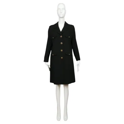 Pre-owned Moschino Cheap And Chic 1990's  Black Wool Military Coat