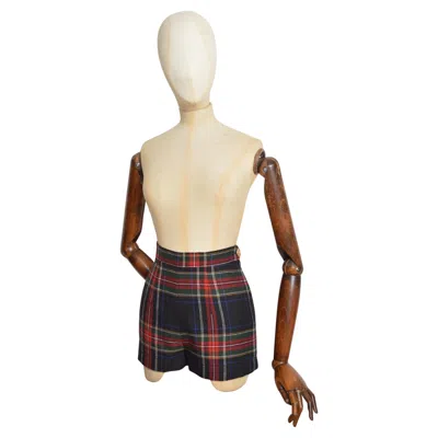 Pre-owned Moschino Cheap And Chic 1990's Moschino Cheap & Chic Tartan Plaid High Waisted Shorts - Hot Pants In Black