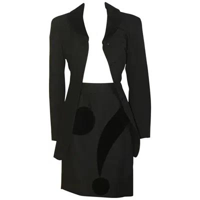 Pre-owned Moschino Cheap & Chic 1990s Black Question Mark Jacket And Skirt Suit
