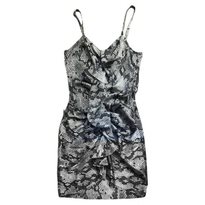 Pre-owned Moschino Cheap And Chic 1990s  Animal Print Chiffon Silk Mini Dress In Gray