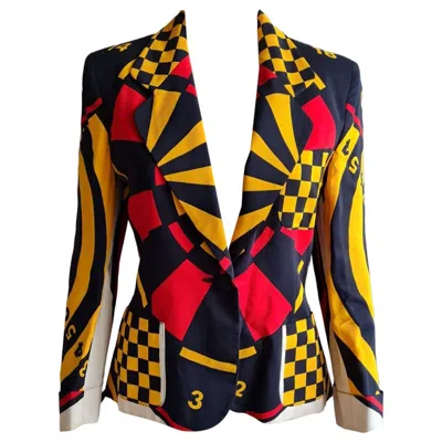 Pre-owned Moschino Cheap And Chic 1990s Moschino Cheap & Chic Dart Board Rayon Blazer Jacket Size S In Black