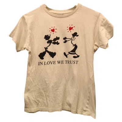 Pre-owned Moschino Cheap And Chic 1990s  "in Love We Trust"cotton T-shirt In Beige