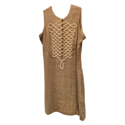 Pre-owned Moschino Cheap And Chic 1990s  Linen Friendly Garments Dress Size 44 In Brown