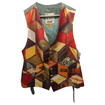 Pre-owned Moschino Cheap And Chic 1990s Moschino Cheap & Chic Multicoloured Silk Vest Size 50 In Brown