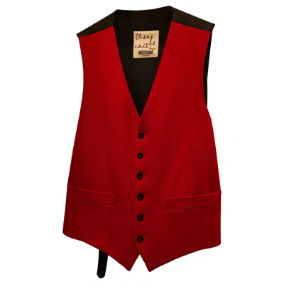 Pre-owned Moschino Cheap And Chic 1990s Moschino Cheap & Chic Red Black "stop The Corrida System" Vest Size 50