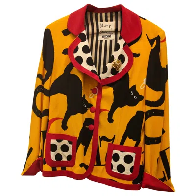 Pre-owned Moschino Cheap And Chic 1990s  Yellow Black Red And White Lucky Rayon Jacket 44
