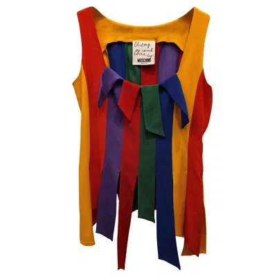 Pre-owned Moschino Cheap And Chic 1990s Moschino Vintage Cheap And Chic Carwash Rainbow Fringe Tank Top Size S In Red