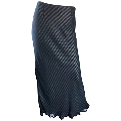 Pre-owned Moschino Cheap & Chic 1990s Size 12 Black And White Striped Vintage Maxi Skirt