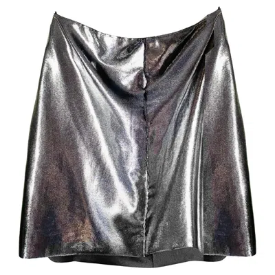 Pre-owned Moschino Cheap And Chic 1990s Vintage Silver Metallic High Waist Skirt