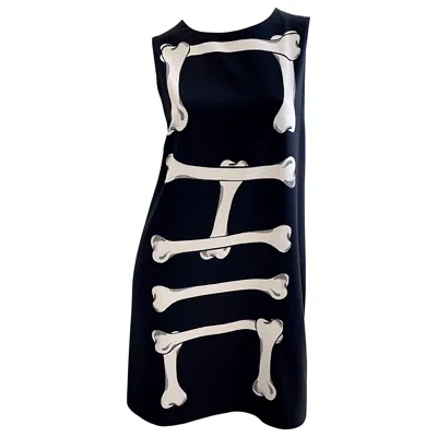 Pre-owned Moschino Cheap And Chic Moschino Cheap & Chic 2000s Size 10 No Bones About It Black White Skeleton Dress