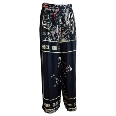 Pre-owned Moschino Cheap And Chic 90s Vintage Rebus Rayon Pants Size 44 Women's In Black