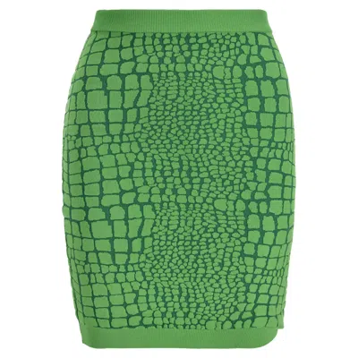 Moschino Cheap And Chic Animal Pattern Mini Skirt In Green Rayon