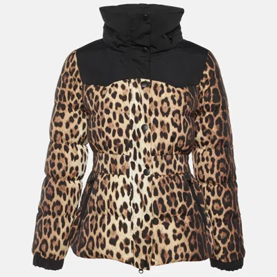 Moschino Cheap And Chic Beige Leopard Print Down Jacket In Animal Print