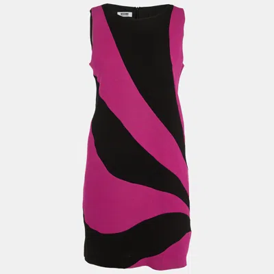 Pre-owned Moschino Cheap And Chic Black & Pink Paneled Wool Sleeveless Mini Dress M