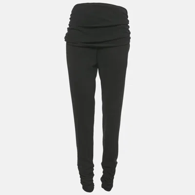 Pre-owned Moschino Cheap And Chic Black Crepe Ruche Detail Trousers Xl