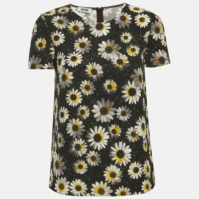 Pre-owned Moschino Cheap And Chic Black Daisy Print Synthetic Top S