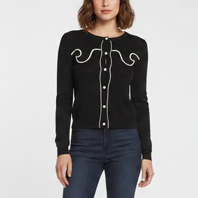 Pre-owned Moschino Cheap And Chic Black Intarsia Knit Long Sleeve Cardigan S