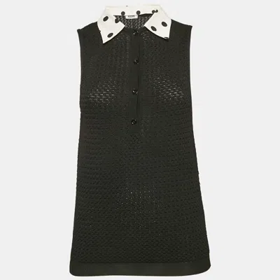 Pre-owned Moschino Cheap And Chic Black Patterned Knit Sleeveless Top M