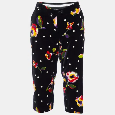 Moschino Cheap And Chic Black Printed Velvet Capri Pants