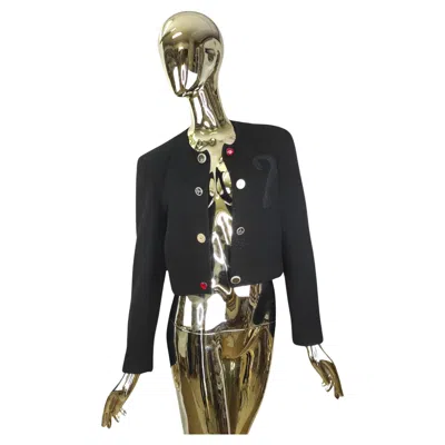 Pre-owned Moschino Cheap And Chic Black Question Mark Cropped Blazer