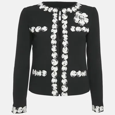 Pre-owned Moschino Cheap And Chic Black Stone Print Crepe Boxy Blazer S