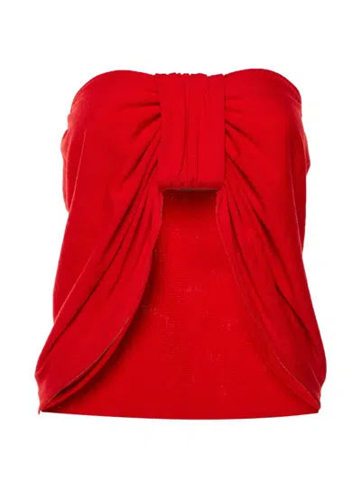 Pre-owned Moschino Cheap & Chic Bow-detail Strapless Top In Red