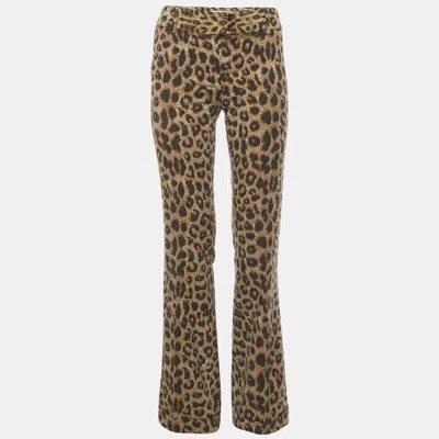 Pre-owned Moschino Cheap And Chic Brown Animal Printed Wool Pants S