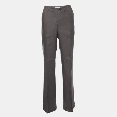 Moschino Cheap And Chic Brown Linen Flared Trousers In Gray