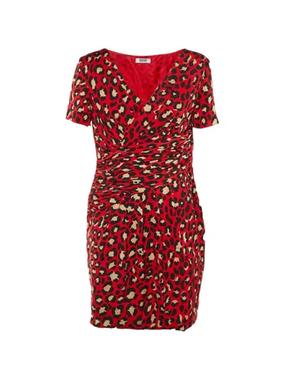 Pre-owned Moschino Cheap & Chic Cheap And Chic Mini Animal-print Dress In Red