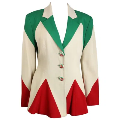 Pre-owned Moschino Cheap And Chic Colour Blocked Letter "m" Flare Jacket In Sand