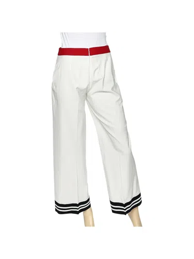 Pre-owned Moschino Cheap & Chic Contrast-trim Cropped Trousers In White