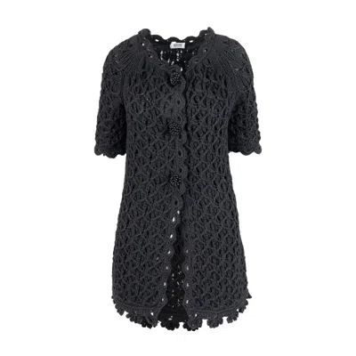 Moschino Cheap And Chic Crochet Jacket With Short Sleeve - '10s In Black