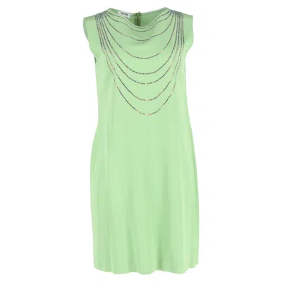 Moschino Cheap And Chic Embellished Mini Dress In Green Silk