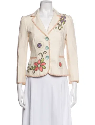 Pre-owned Moschino Cheap And Chic Floral Print Blazer In Neutrals