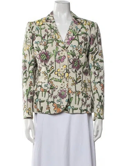 Pre-owned Moschino Cheap And Chic Floral Print Blazer In Neutrals