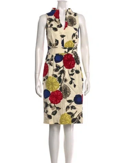 Pre-owned Moschino Cheap And Chic Floral Print Knee-length Dress In Neutral