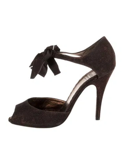 Pre-owned Moschino Cheap And Chic Glitter D'orsay Pumps In Brown