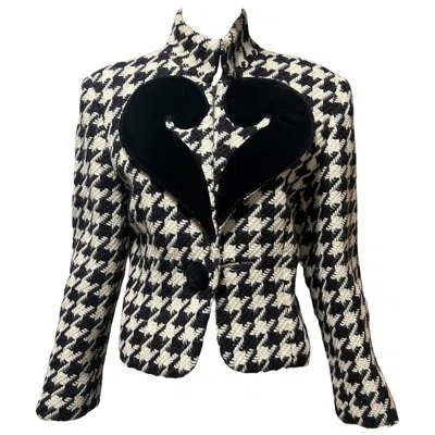 Pre-owned Moschino Cheap And Chic Moschino Cheap & Chic Houndstooth Question Mark Jacket In Black