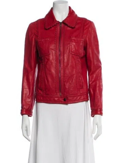 Pre-owned Moschino Cheap And Chic Leather Biker Jacket In Red