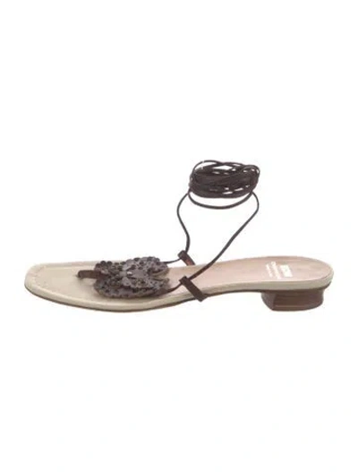 Pre-owned Moschino Cheap And Chic Leather Lasercut Accents Sandals In Brown/neutrals