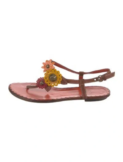 Pre-owned Moschino Cheap And Chic Leather Slingback Sandals In Brown