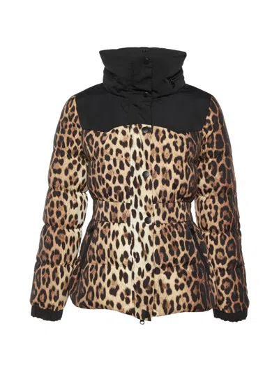 Pre-owned Moschino Cheap & Chic Leopard-print Down Jacket In Neutral