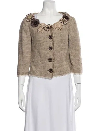 Pre-owned Moschino Cheap And Chic Linen Patterned Jacket In Neutrals