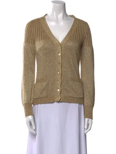Pre-owned Moschino Cheap And Chic Linen V-neck Sweater In Gold