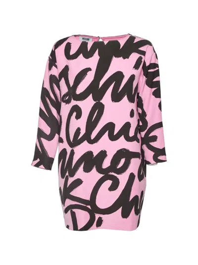 Pre-owned Moschino Cheap & Chic Logo-print Tunic In Pink