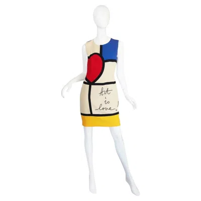 Pre-owned Moschino Cheap And Chic Met Museum  1990s Vintage Women's Art Is Love Mini Dress In White
