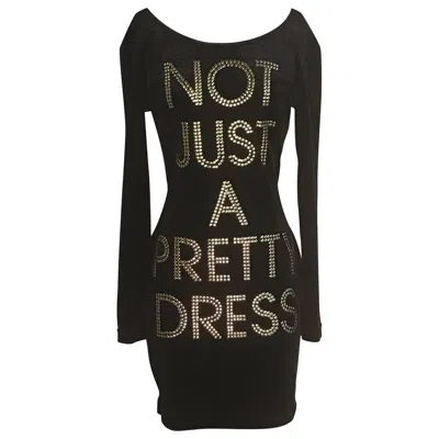 Pre-owned Moschino Cheap And Chic Moschino 1980s Cheap & Chic Black Velour Not Just A Pretty Dress With Gold Studs