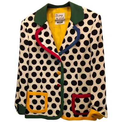 Pre-owned Moschino Cheap And Chic Moschino 1990s Cheap & Chic Vintage Polka Dot Blazer Jacket In Sand